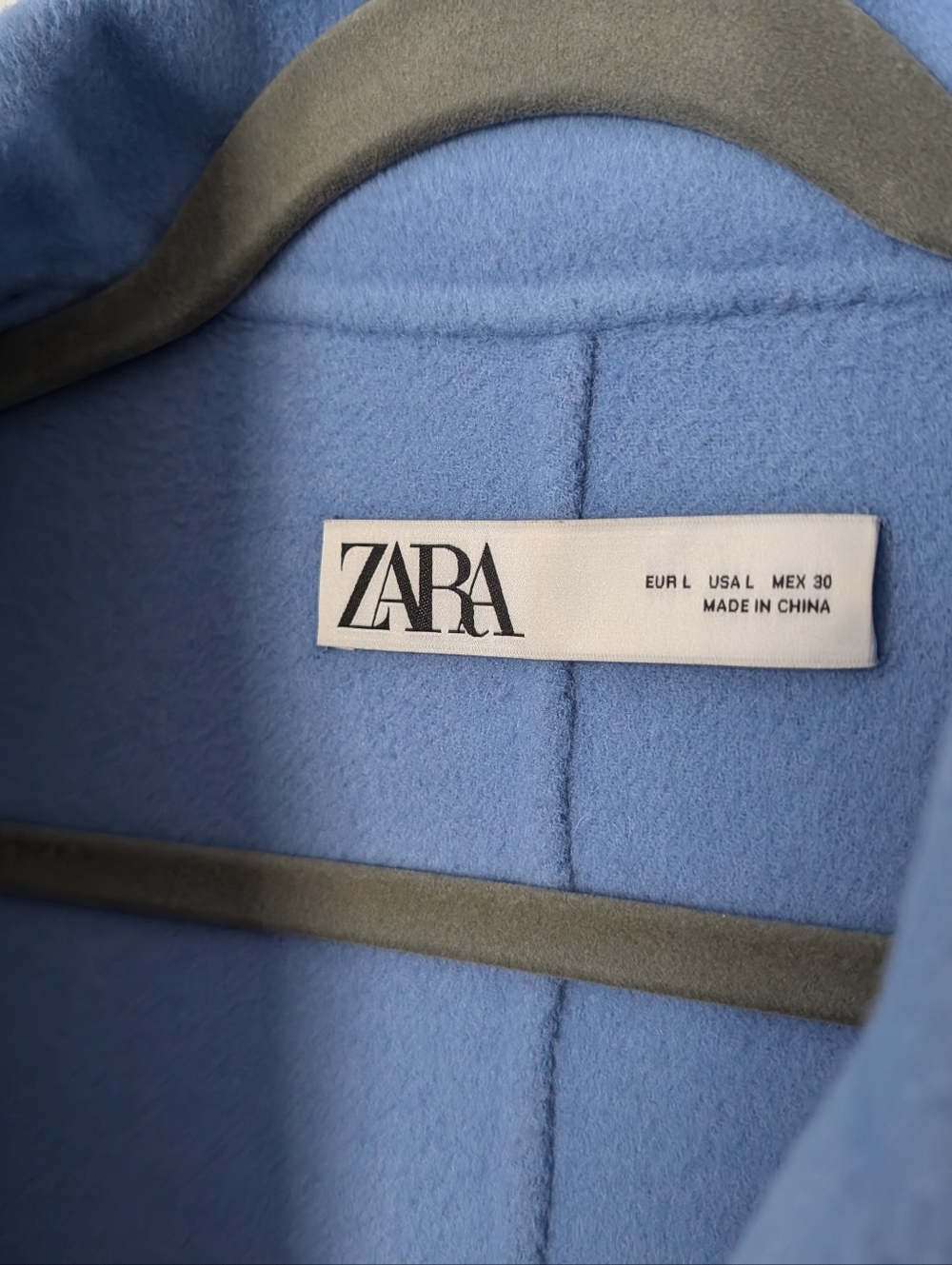 ZARA Light Blue Single-Breasted Oversized Trench Coat - Picture 2 of 4